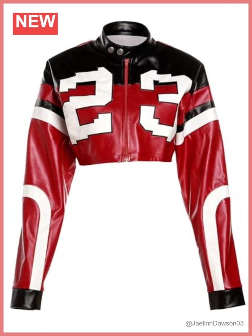 Faux Leather Cropped Moto Jacket Slim Fit Zip Up Streetwear